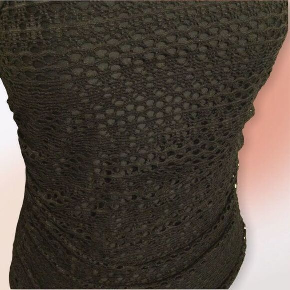 Island Escape Black Lace Halter Top Long Tankini Top Size 6 - Picture 6 of 9